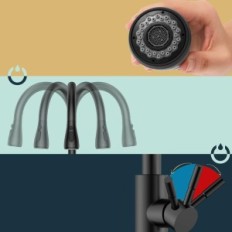 Bateria kuchenna FORIOUS PLKF23, 38.5cm, z wyciąganym prysznicem, czarny