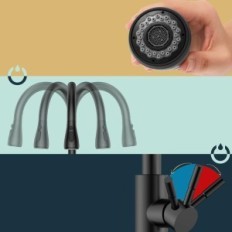 Kjøkkenbatteri forius PLKF23, 38.5cm, med ekstrahert dusj, svart