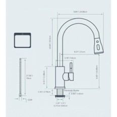 Virtuvės baterija Forius PLKF23, 38.5cm, su ekstrahuotu dušu, juoda