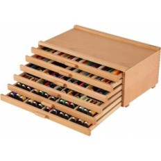 Wooden artistic cabinet Viswin with 6 drawers