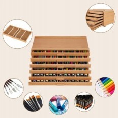 Houten artistieke kast Viswin met 6 laden