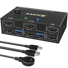 KVM KCeve KC-KVM202AS Controller til 2 computere, 4xUSB 3,0, 4K @ 60Hz 2k @ 144Hz