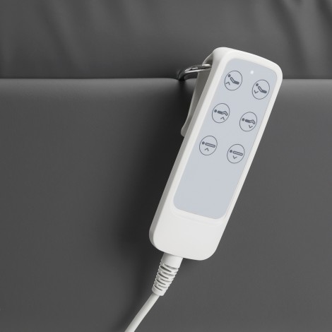 Elektrické kozmetické kreslo SILLON Lux 273b 3 motory sivé so sivou základňou — detail ovládania