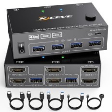 KVM KCEVE KC-KVM202AS kontroler za 2 računala, 4XUSB 3.0, 4K @ 60Hz 2K @ 144Hz