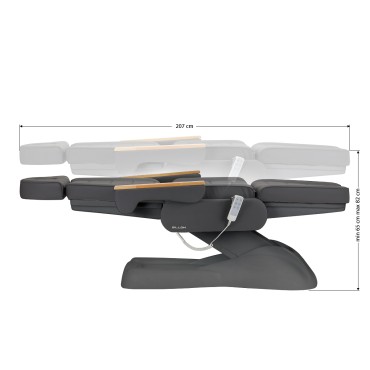 Ηλεκτρική καρέκλα καλλυντικών SILLON Lux 273b με 3 μοτέρ σε γκρι με βάση γκρι — προβολή από πλάι
