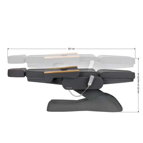 Cadeira elétrica cosmética SILLON Lux 273b 3 motores cinza com base cinza — vista lateral