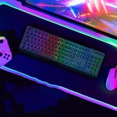 Klawiatura bezprzewodowa KLIM WL905ES, wodoodporna, RGB, 105, czarna