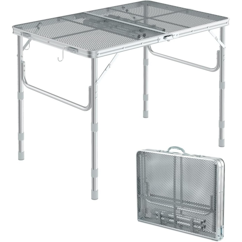 Faltender Metalltisch Sportneuer, 90 cm x 60 cm, zum Camping, Silber