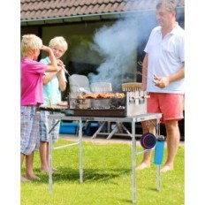 Tavolo in metallo pieghevole Sportneer, 90 cm x 60 cm, per campeggio, argento