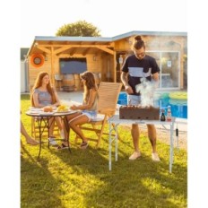 Faltender Metalltisch Sportneuer, 90 cm x 60 cm, zum Camping, Silber