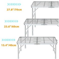 Fällande metallbord Sportneer, 90 cm x 60 cm, för camping, silver