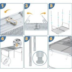 Πτυσσόμενο μεταλλικό τραπέζι Sportneer, 90 cm x 60 cm, για κάμπινγκ, ασήμι