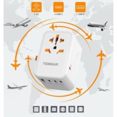 Universalus adapteris Tessan 636FV GAN III, 65 W, 1xUSB-A, 3XUSB-C