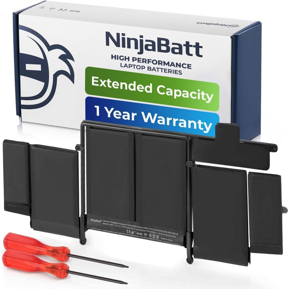 Ninjabatt A1502 A1582 Batterie Apple MacBook Pro 13 "71.8 W / 11,43 V