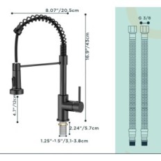 Kuhinjska baterija Foruus Frkf24B1, pojedinačni, nehrđajući čelik, crno
