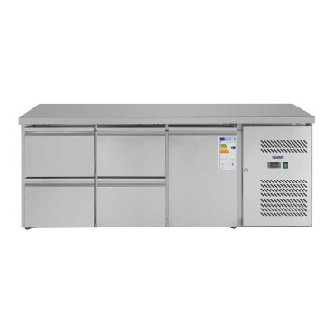 Refrigeration table with steel worktop 4 drawers from -2 to 10deg C 179cm
