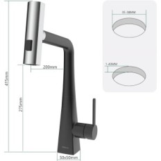 Køkkenhaner Kelleria A07629 3 i 1, trukket, sort