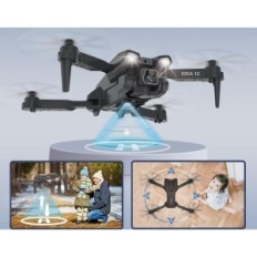 Dron con fotocamera HD IDEA12, 2 telecamere, FPV, WiFi, 2 batterie