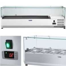 Geladeira com tampa de vidro 6x GN1 / 4 140 cm