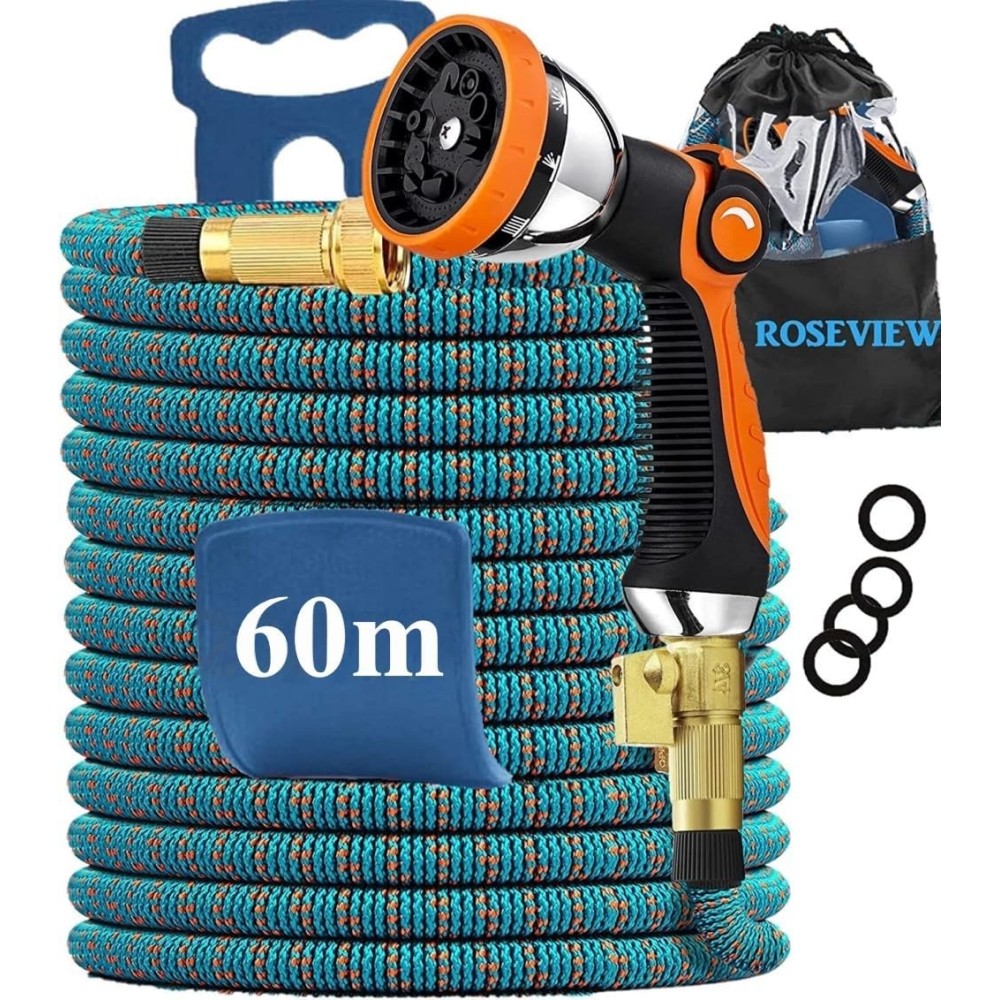 ROSEVIEW 60 M garden hose with a watering pistol, used
