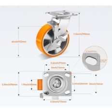 Weibida 150 mm hjul, opptil 2300 kg, med brems, 4 stk.