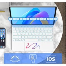Goojodoq näppäimistö iPad pro 12,9 tuumaa, taustavalaistu, valkoinen