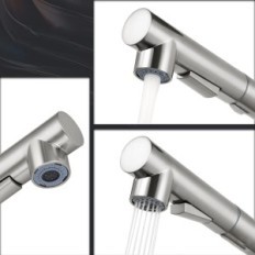 Robinet de cuisine DJS 028N, tirez sur la douche, acier inoxydable, nickel