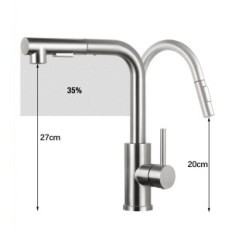 Faucet de cozinha DJs 028N, puxe para fora do chuveiro, aço inoxidável, níquel