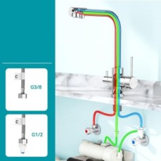 Batteria da cucina Forius EUKF61CH, 3 direzionale, acciaio inossidabile, cromato