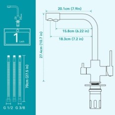 Keukenbatterij Forius EUKF61CH, 3-directioneel, roestvrij staal, chroom