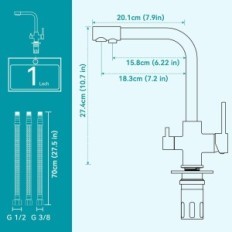 Batterie de cuisine Forus Eukf61ch, 3-direction, Acier inoxydable, Chrome