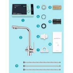 Küchenbatterie Forius EUKF61CH, 3-Richtungs-, Edelstahl, Chrom