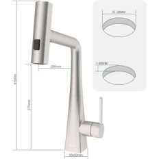 High-pressure Kelleria kitchen mixer pulled out of stainless steel