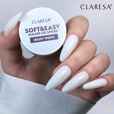 Claresa building gel Soft&Easy gel milk white 90g — shown in use