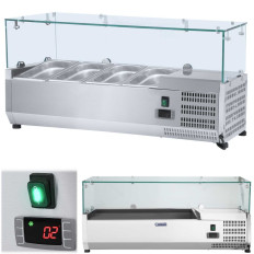 Refrigerator with glass cover 3x GN1 / 3 and 1x GN1 / 2 120cm