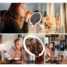 Make-up Mirror Amiro 9 "με φωτισμό, 3 φώτα και 6 φωτεινότητα, ασήμι