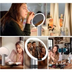 Make-up ogledalo Amiro 9 "sa rasvjetom, 3 svjetla i 6 svjetlina, srebro