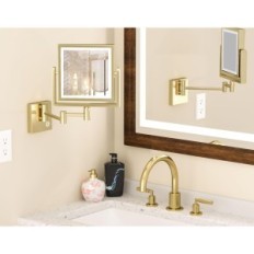 Espelho de maquiagem de reckodor com iluminação, zoom 3x, quadrado, ouro