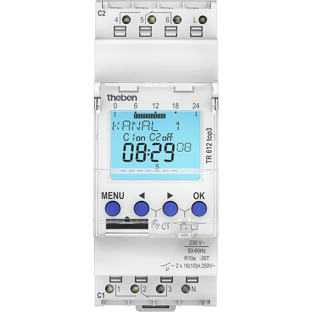 Digitale 2-kanaals timer Theben 6120130 TR 612 Top 3 met de toepassing