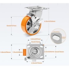 Weibida 125 mm hjul, op til 1800 kg, med en bremse, 4 stk.