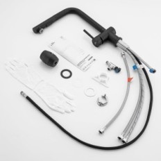 Batteria da cucina Auralus JBG0507 rubinetto da cucina, nero, con doccia