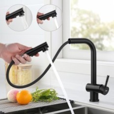 Køkken Batteri Auralus JBG0507 Køkkenhane, Sort, Med Brusebad