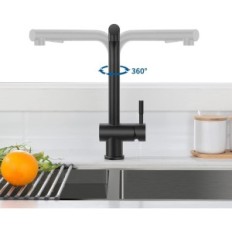 Bateria kuchenna Auralum JBG0507 KITCHEN FAUCET, czarna, z prysznicem