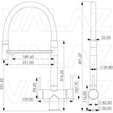 Keukenbatterij Valat Matte Zwart, 2 Hendel, Zilver