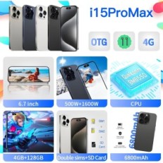 Smartphone Qimhai I15PROMA, Android, 4 GB RAM + 128 GB, 4G, 2 SIM-kort, Sølv