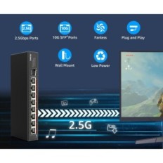 8-Port Ethernet-bryter Yuanley YS25-0801, 100/1000/2500 MB / S