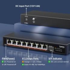 8- port Ethernet kapcsoló YuanLey YS25- 0801, 100 / 1000 / 2500 Mb / s