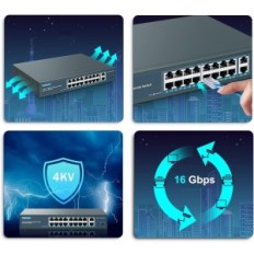 16-portti Gigabit Poe Yuanley YS20162F-P kytkin, 1000 Mbit / s, 250W