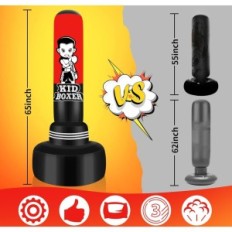 Saco de treinamento para crianças NZQXJXZ com luvas, 65x165 cm, preto