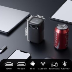 Proiettore a punto Aihoor, DLP con batteria da 2,5 ore, 150 Asin, 5g WiFi, grigio